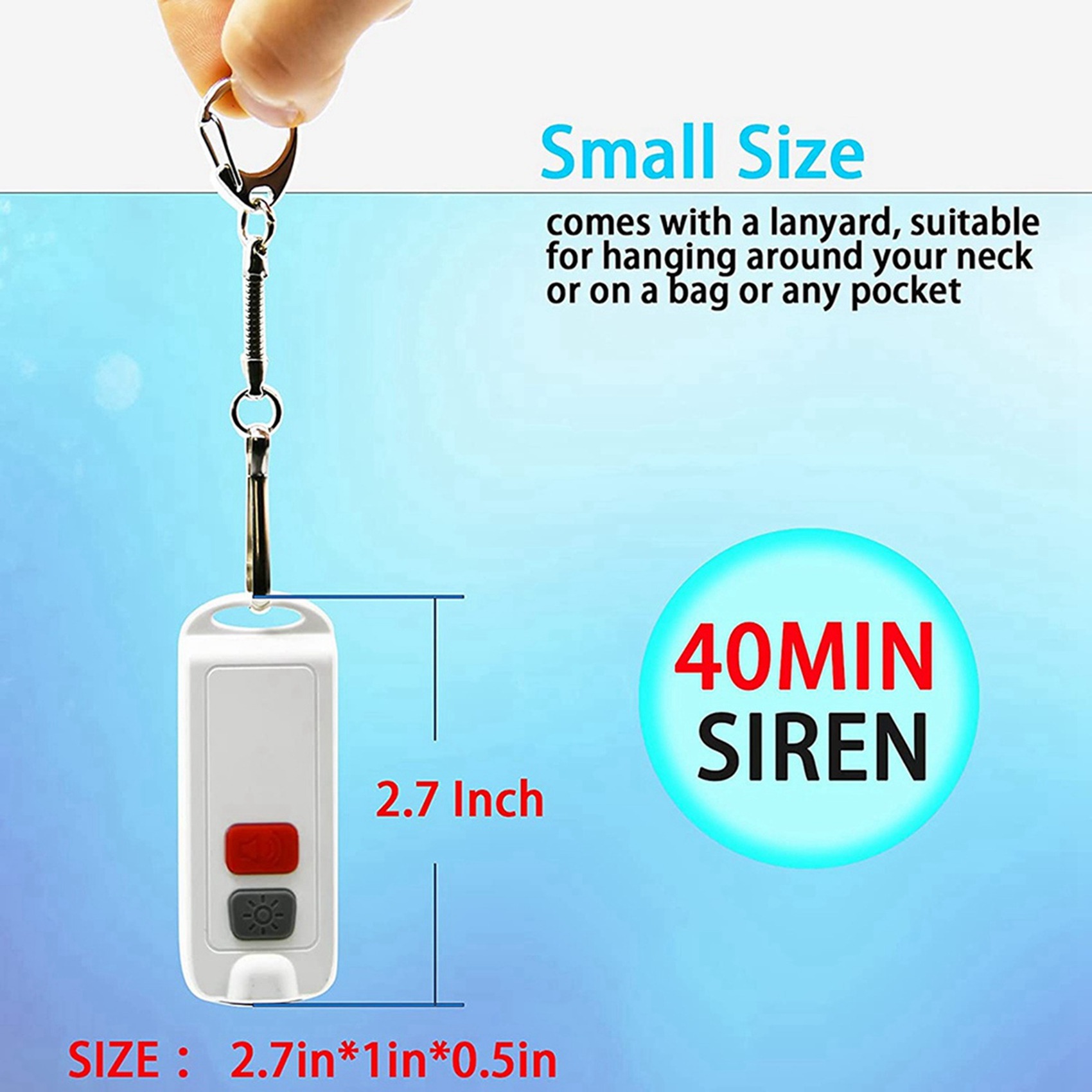 Personal Alarm Keychain - อุปกรณ์เตือนภัยส่วนตัว FULL-2X, สัญญาณเตือนความปลอดภัยสำหรับผู้หญิงพร้อมไฟ LED SOS, เสียงไซเรน
