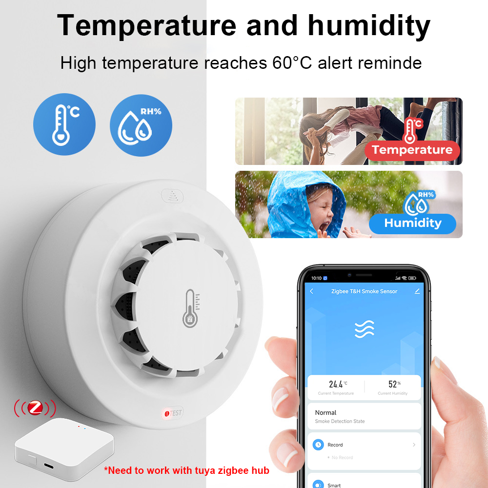 Tuya Zigbee BT สองการเชื่อมต่อ - Smoke Detector Interconnected บทวิจารณ์และราคา